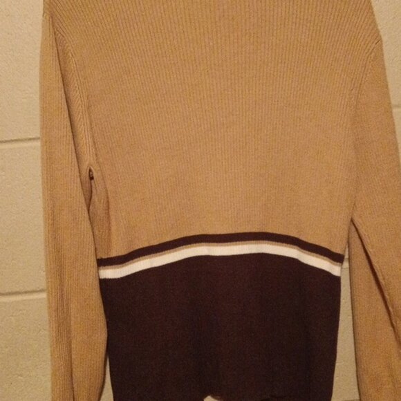 Casual Corner Tan and Brown Cardigan Cotton Acrylic Size Large - Picture 8 of 9